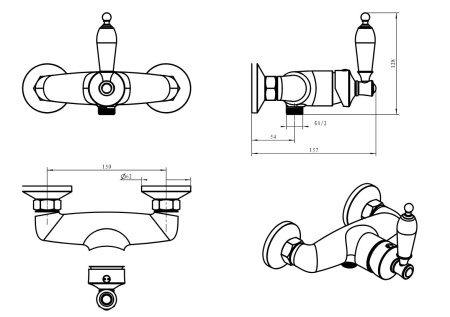 Смеситель для душа Boheme Vogue 204-MR-W