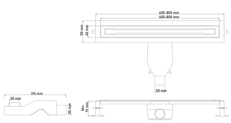 Душевой лоток 60 см ArmadiArt Premium Trendy 983-60-CB