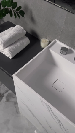 Раковина напольная Cube Corian 480*480*850 Calacatta 802-CLCT