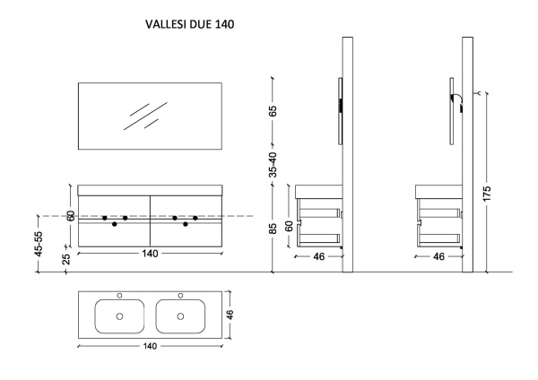 Тумба под раковину 140 см ArmadiArt Vallessi 837-140-C mat