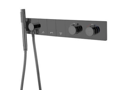 Смеситель ZODIAC THERMO с ручным душем SHINE GUN METAL 133-SYS-SGM