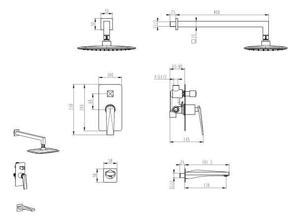 Встраиваемая душевая система Boheme Venturo 384-W-2