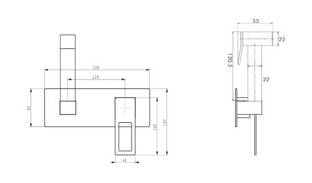 Гигиеническая лейка Q со смесителем BLACK BLACK 147-BВ