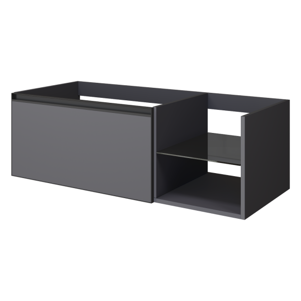 QUATRO 6 120см (80+40) тумба ANTHRACITE профиль ANTHRACITE c подсветкой 790-M6-120-A-A-LED