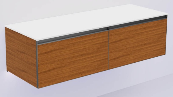 QUATRO 2 140см (70+70) тумба WILLOW профиль ANTHRACITE + внутр. подсв. 790-M2-140(70+70)-W-A+L