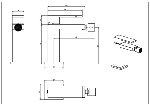 Смеситель для биде Boheme Qubic 476-MG