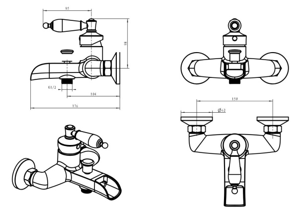 Смеситель для ванны Boheme Vogue 223-MR-W