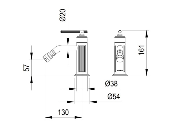 Смеситель для биде ETERNA NICKEL BRUSH 176-NB